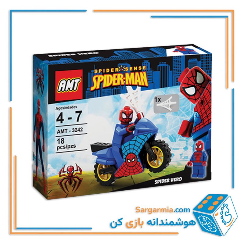 لگو مینی فیگور موتور سوار مرد عنکبوتی ۱۸ قطعه کد AMT3242