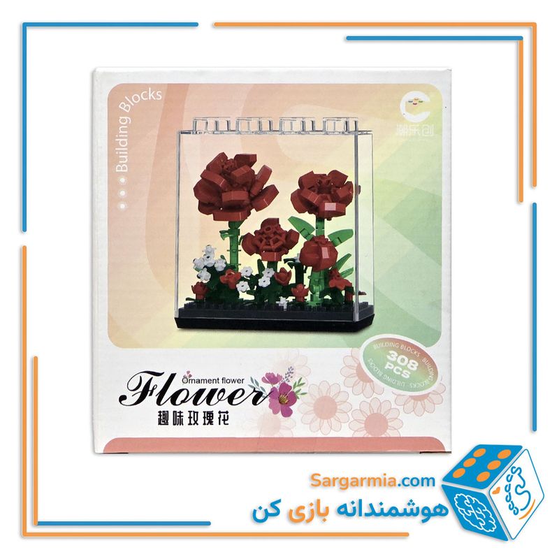 لگو گل قرمز مینیاتوری به همراه استند  ۳۰۸ قطعه کد ۷۳۷۶