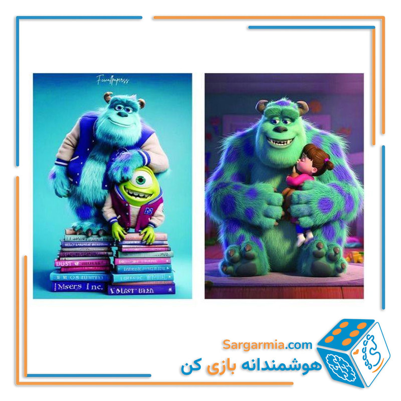 مینی پازل شیشه ای دوطرفه طرح سالیوان و مایک و بو کد AN108