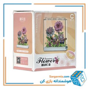 لگو گل صورتی مینیاتوری به همراه استند پلکسی لگویی کد ۷۳۲۳