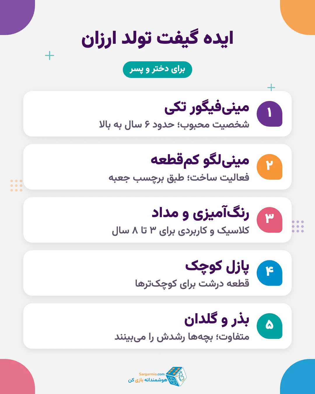 ایده گیفت تولد ارزان: مینی فیگور، مینی لگو، رنگآمیزی و پازل کوچک