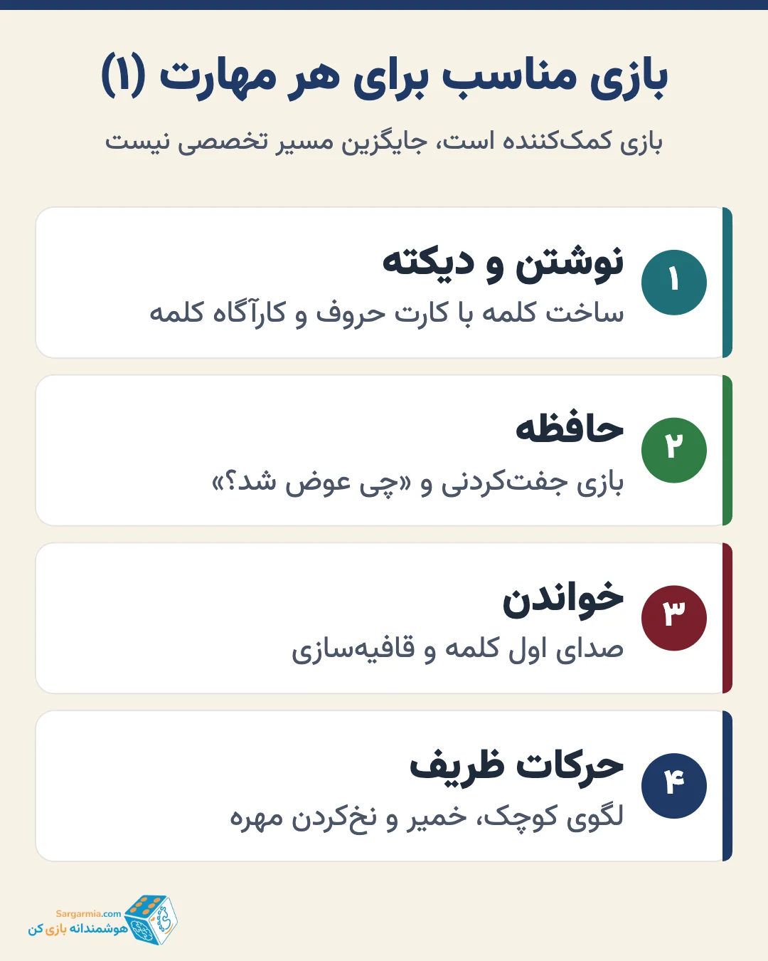 بازی مناسب برای هر مهارت؛ بازی برای تقویت یادگیری کودک